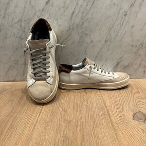P448 John White Leather and Suede sneakers with Leopard Accent